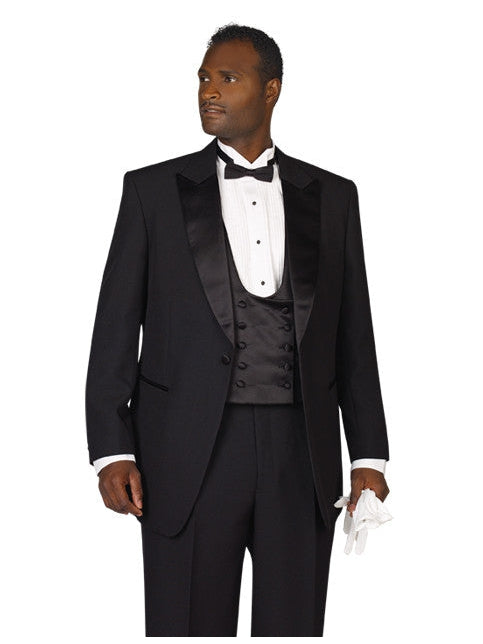 Mens Black Peak Lapel Tuxedo - Includes Pants!