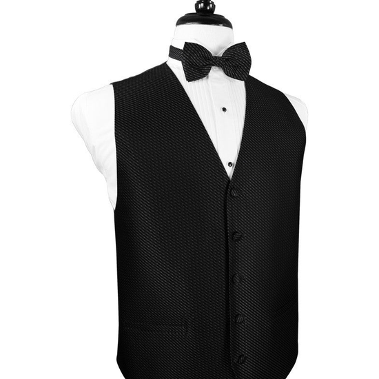 Black Venetian Full Back Tuxedo Vest by Cristoforo Cardi