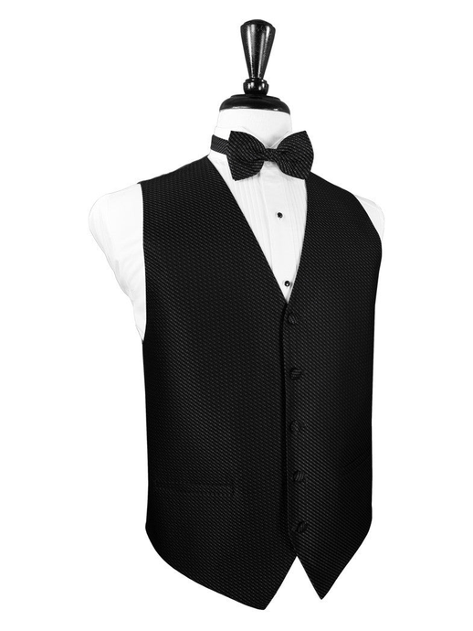 Black Venetian Full Back Tuxedo Vest by Cristoforo Cardi