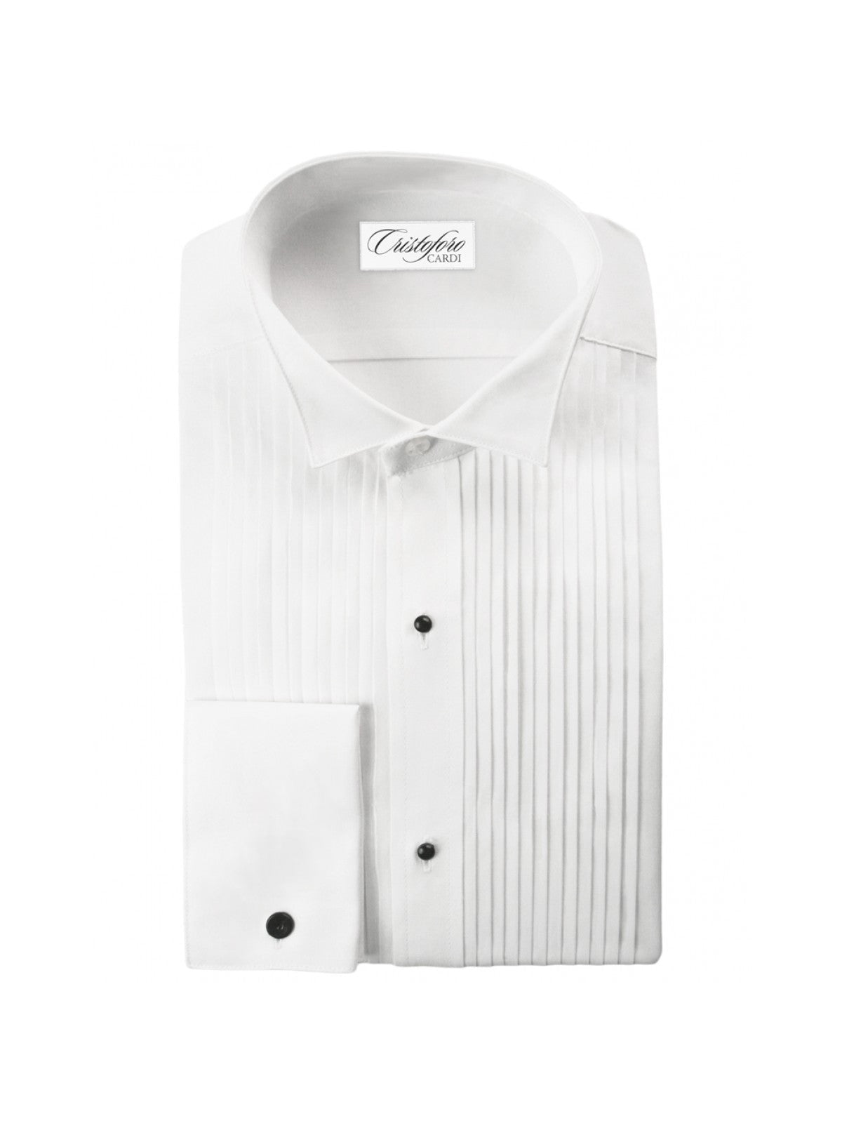 White Cotton Wing Collar (Verona) Tuxedo Shirt by Cristoforo Cardi
