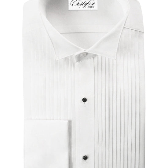 White Big and Tall Tuxedo Shirt by Christoforo Cardi -  Wing Collar, 100% Cotton with French Cuffs 