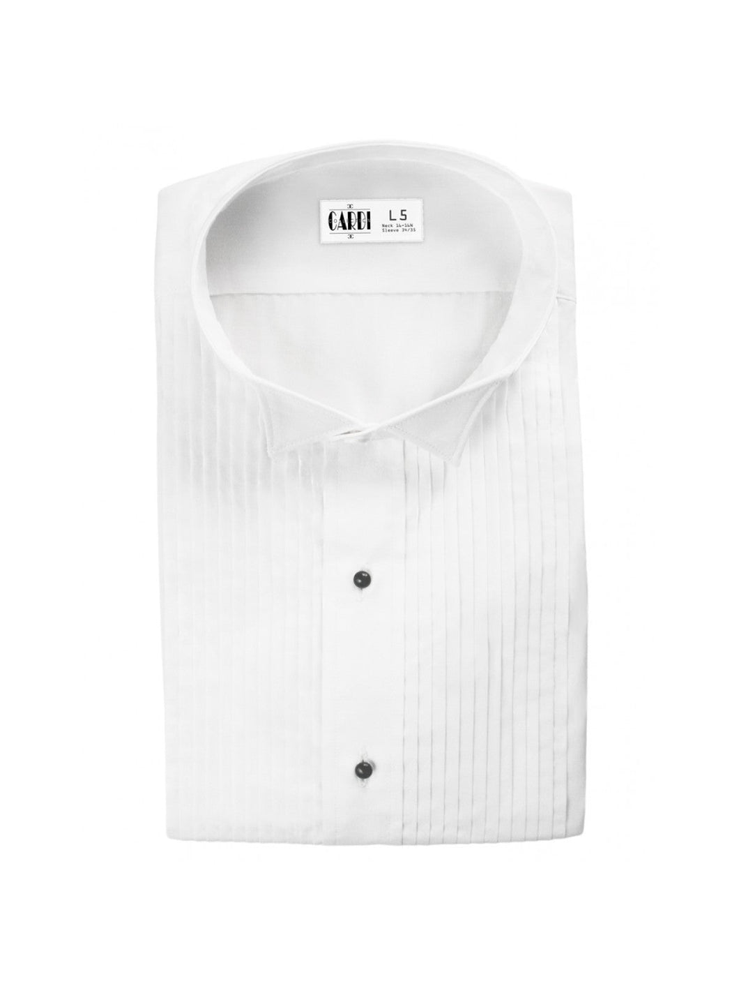 White Pleated Wing Collar (Dante) Tuxedo Shirt by Cardi - Ultra Soft Fabric