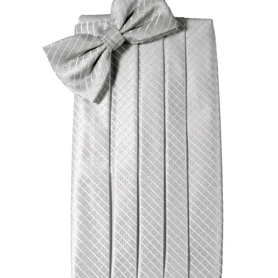 White Diamond Grid Pattern Cummerbund Set