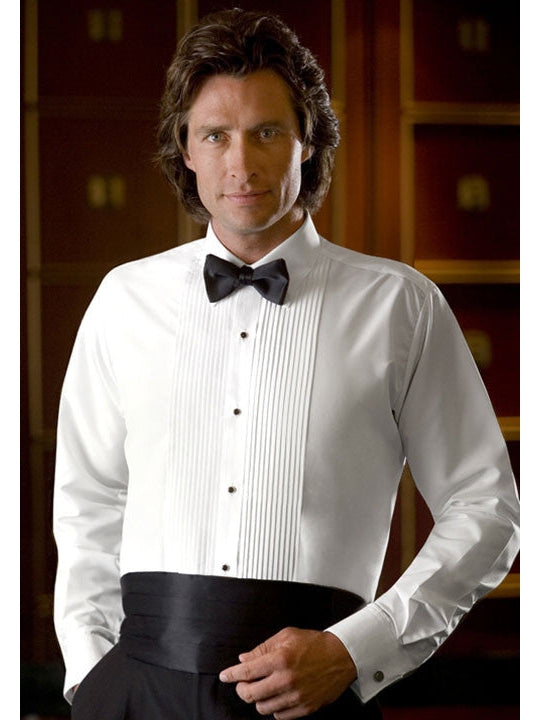 Laydown Collar Tuxedo Shirt with Pleats (#937)