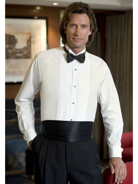 White Wing Collar Formal Tuxedo Shirt with FREE BOW TIE