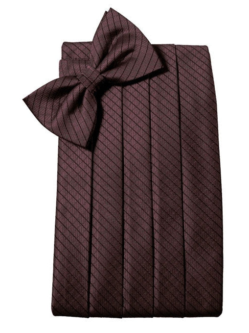Wine Diamond Grid Pattern Cummerbund Set