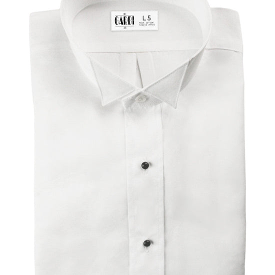White Wing Collar Non-Pleated (Lucca) Tuxedo Shirt by Cardi - Ultra Soft Fabric