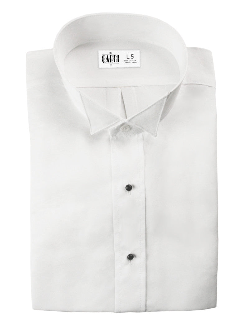White Wing Collar Non-Pleated (Lucca) Tuxedo Shirt by Cardi - Ultra Soft Fabric